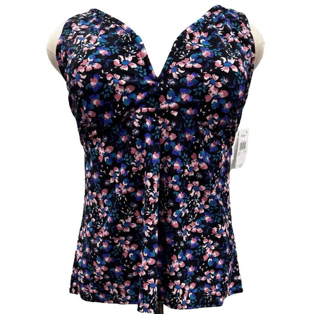 Raisins Curve Trendy Plus Size Tanzania Floral Tankini Top  Size 22W
